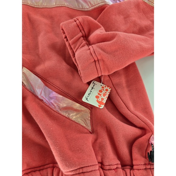 Free‎ People Oversized Away We Go Half-Zip Pullover Women's M Pink Hibiscus New - Picture 3 of 10